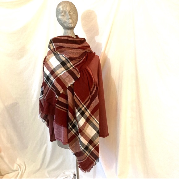 Burgundy Blanket Scarf - Picture 4 of 9